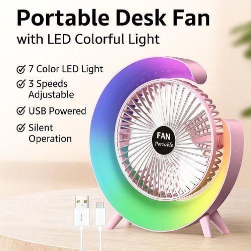 Colourful rechargeable desktop fan