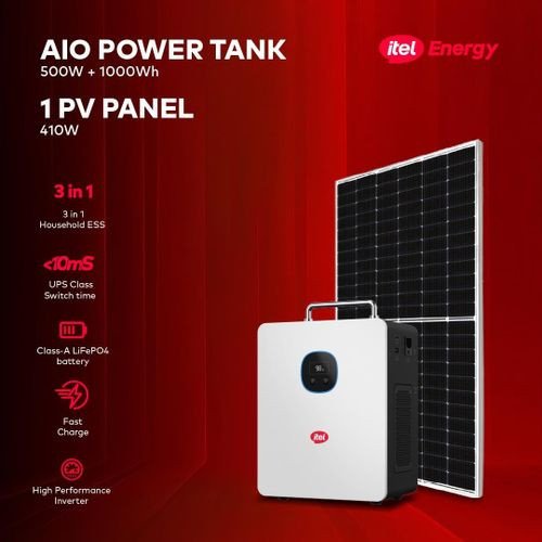 Itel Solar Energy 500W inverter power tank kit(PLUS 400WPanel). All-in-One power tank