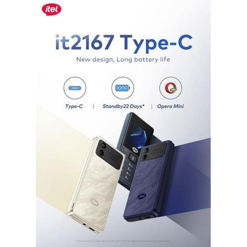 Itel It2167 Phone - Dual Sim Card Port, Wireless FM Radio With Opera Mini, Torch, 1800mAh Battery.