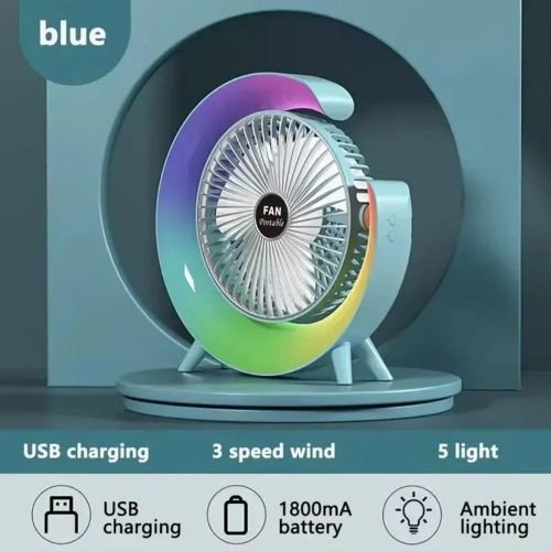 Colourful rechargeable desktop fan