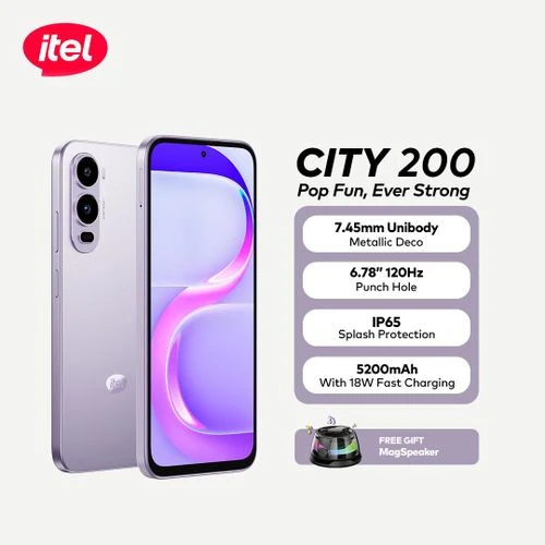 itel City 200 128/4+4gb Unibody Metallic Deco 6.78" 120z IP65 5200mah Android