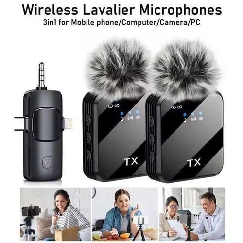Dual Noise Cancelling Wireless Microphone With 2in 1 Receiver For iPhone,Type C Lavalier mic